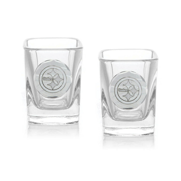 Pittsburgh Steelers 2-Piece Shot Glass Set and Box (Aluminum) 