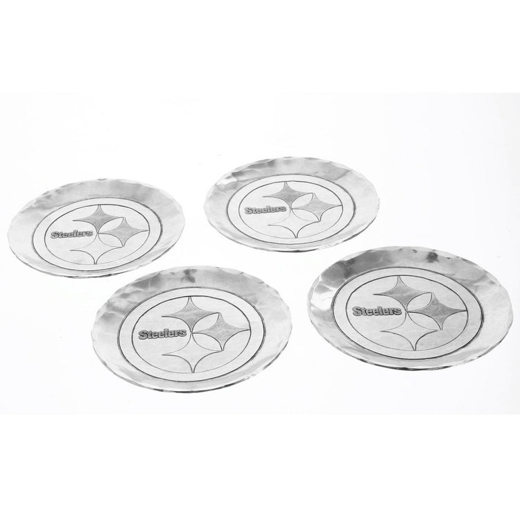 Pittsburgh Steelers 4 Piece Coaster Set with Caddy (Aluminum)