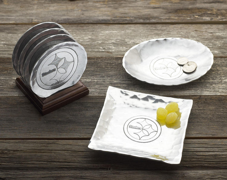 Pittsburgh Steelers 4 Piece Coaster Set with Caddy (Aluminum)