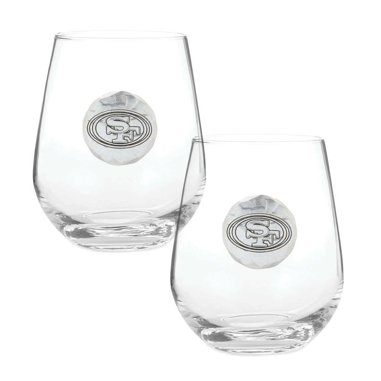 San Francisco 49ers Stemless Wine Glass Set and Collector's Box 