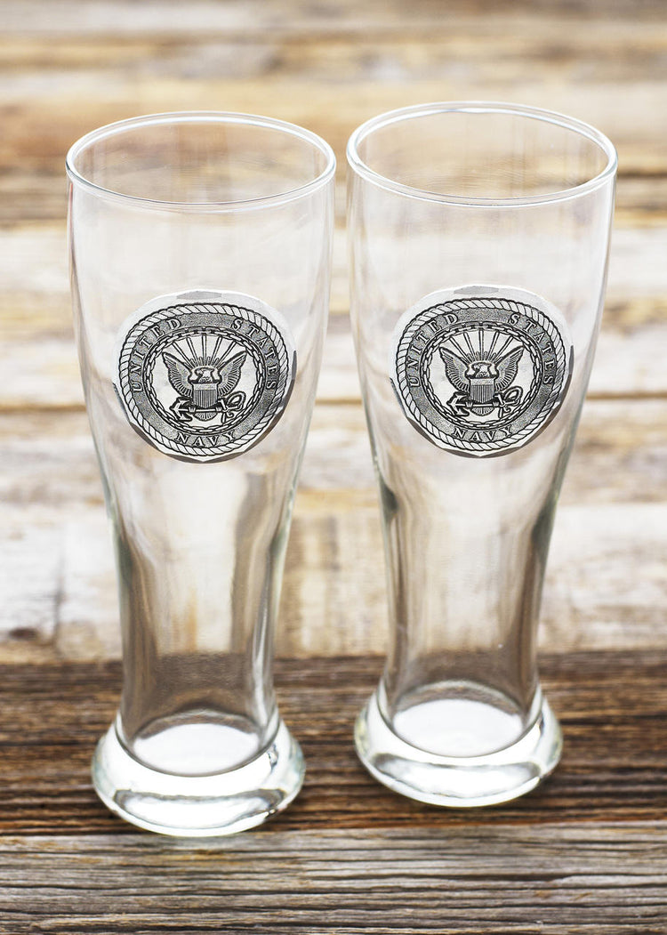 US Navy 2-Piece Pilsner set with Personalizable Box 