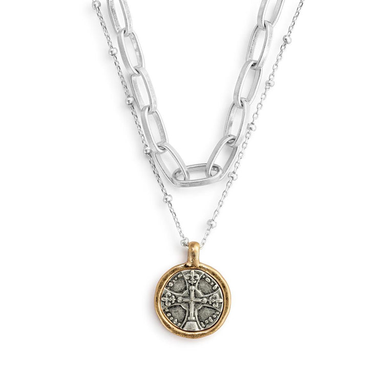 Wrapped in Prayer Layer Necklace-Silver