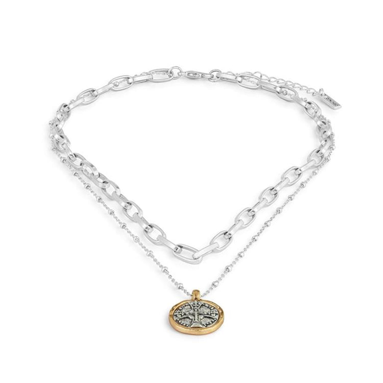 Wrapped in Prayer Layer Necklace-Silver