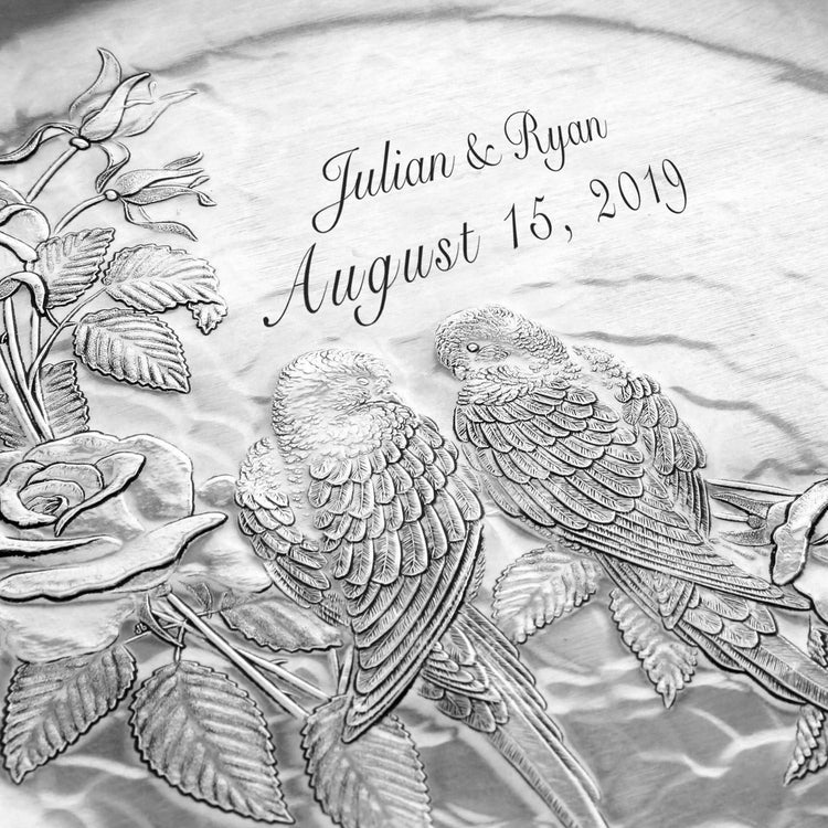Personalized Aluminum Love Birds Wedding or Anniversary Plate